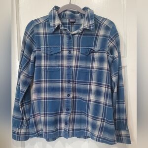 Patagonia Blue and White Plaid Shirt